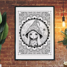 Póster Gnome May Flower Mandala Coloración de adultos