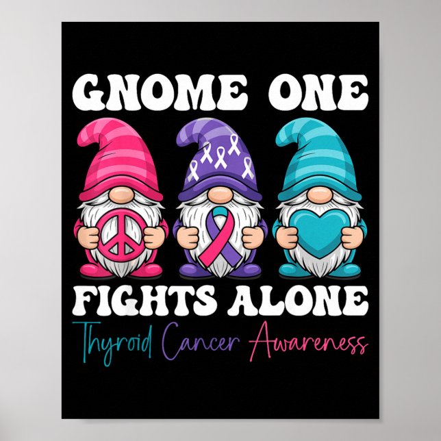 Póster Gnome One Fights Alone - Christmas Thyroid Cancer  (Frente)