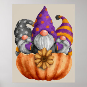 Póster Gnome Pumpkin Trio Poster