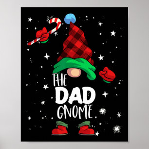 Póster Gnome Red Buffalo Plaid Navidades familiares coinc