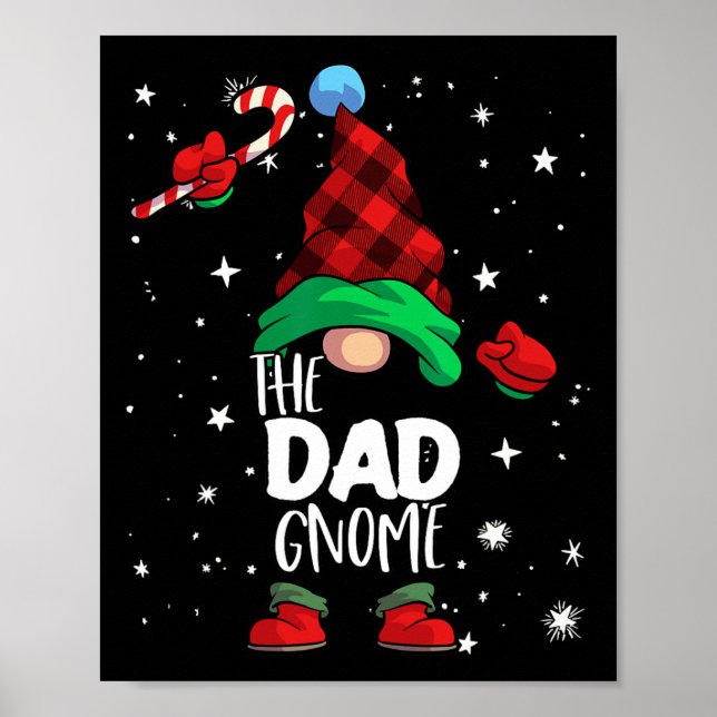 Póster Gnome Red Buffalo Plaid Navidades familiares coinc (Frente)