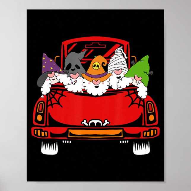 Póster Gnome Riding Car Lazy Halloween Costume Ghost Witc (Frente)