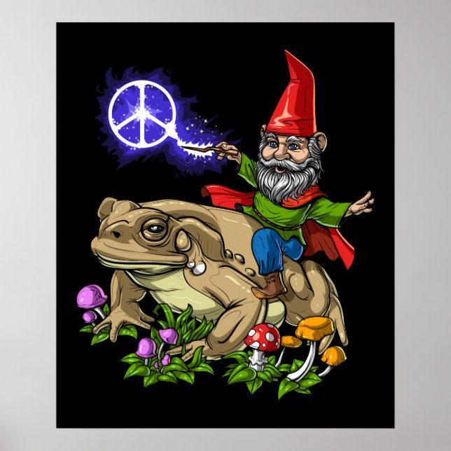 Póster Gnome Riding Frog (Frente)
