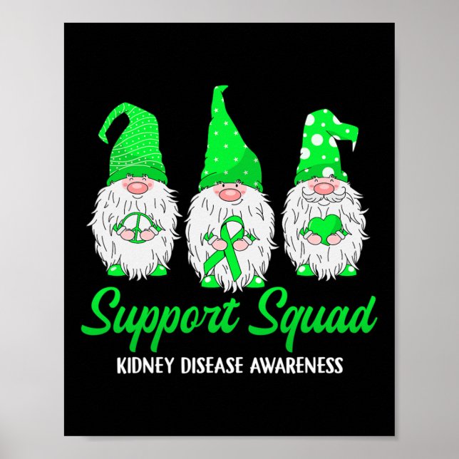 Póster Gnome Support Squad Green Ribbon Ridney Disease Aw (Frente)