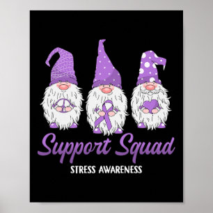 Póster Gnome Support Squad Lavender Ribbon Stress