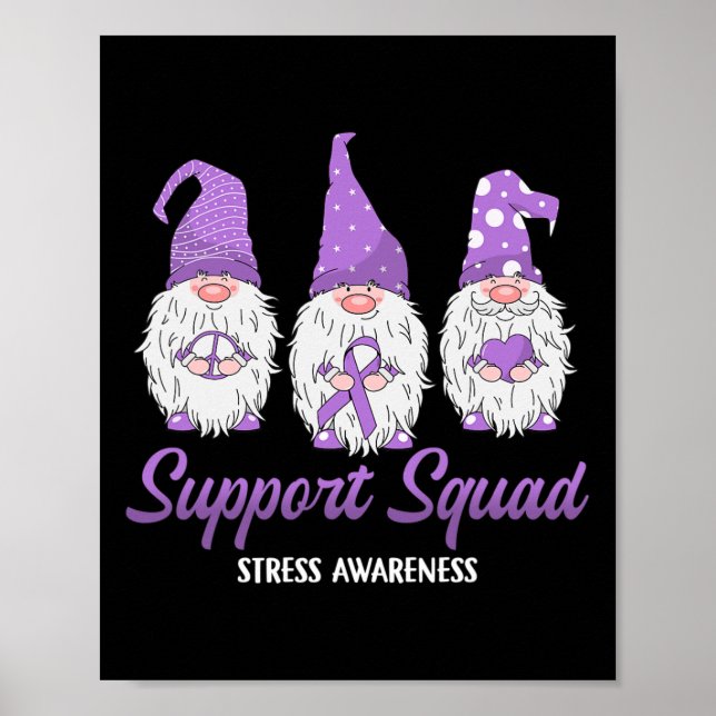 Póster Gnome Support Squad Lavender Ribbon Stress (Frente)