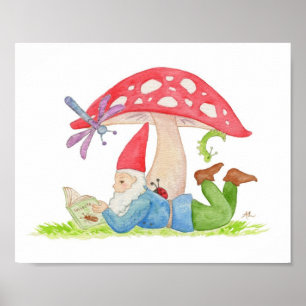 Póster Gnome with Insect Book art print