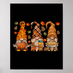 Póster Gnomes Calabaza Spice Coffee Latte Cae En Otoño Qu