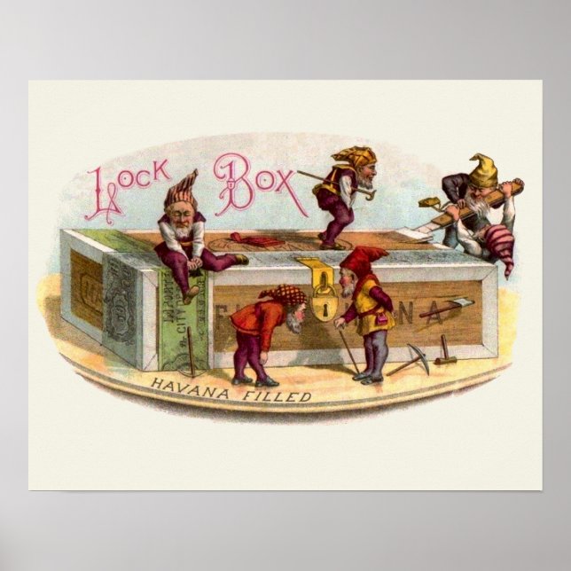 Póster Gnomes de caja de puros de época (Frente)