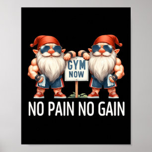 Póster Gnomes De Gimnasio Graciosos En La Talla De Fitnes