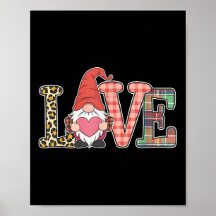 Póster Gnomes Día de San Valentín de amor Gnomes Cute Red