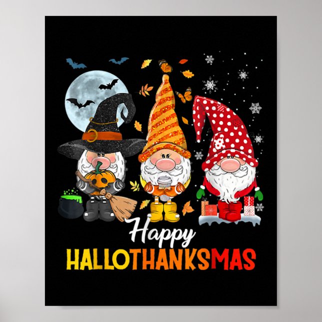Póster Gnomes Lover Halloween Feliz Navidad Hallo (Frente)