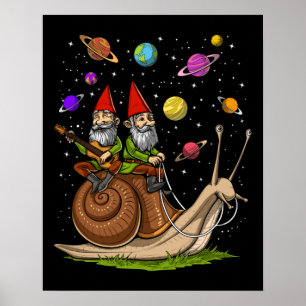 Póster Gnomes Riding Snail