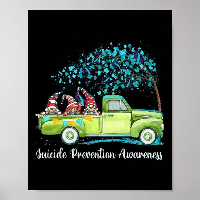 Póster Gnomes viajan en camión para prevenir el suicidio (Frente)