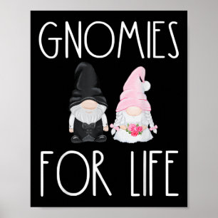 Póster Gnomies For Life Funny Boda Gnome Bride Groom M