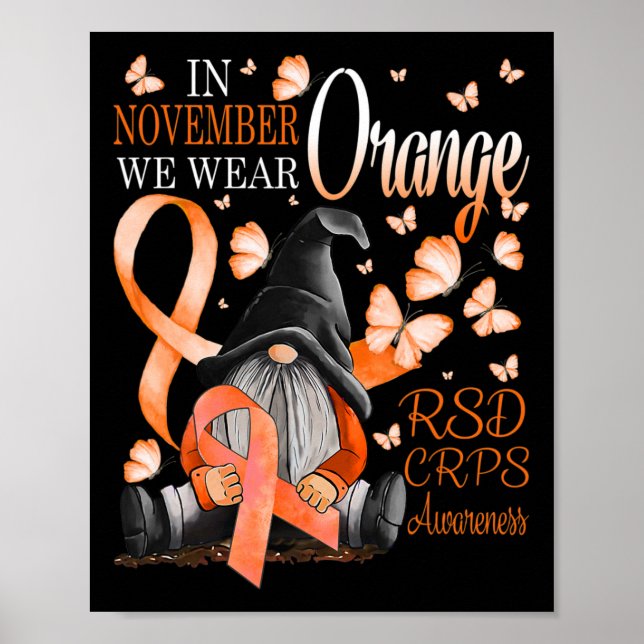 Póster Gnomis En Noviembre Usamos Conciencia Naranja Del  (Frente)