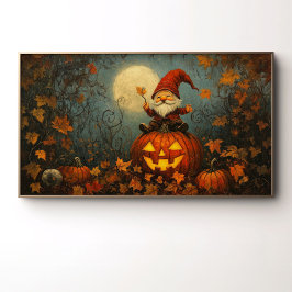 Póster Gnomo Caprichoso en una Calabaza de Jack