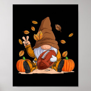 Póster Gnomo de Fútbol Día de Acción de Gracias Otoño Niñ