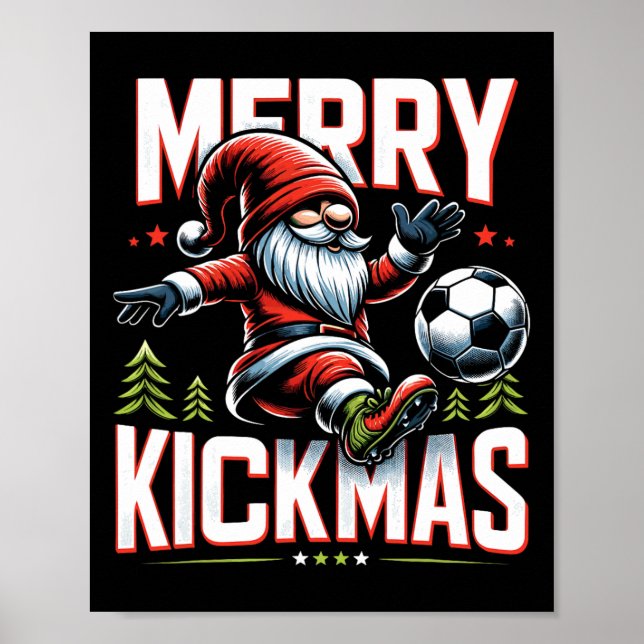 Póster Gnomo de Fútbol Feliz Patadas Navidad (Frente)