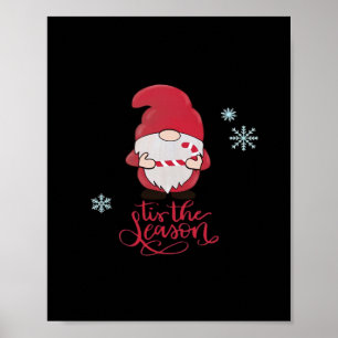 Póster Gnomo de Navidad con bastón de caramelo