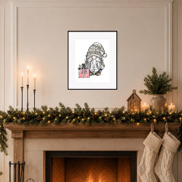 Póster Gnomo de Navidad con regalo