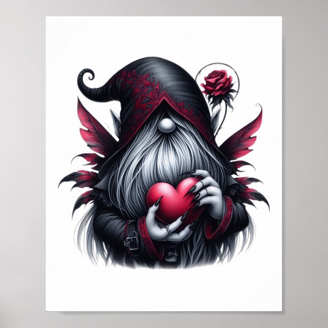 Póster Gnomo gótico del día de San Valentín (Frente)