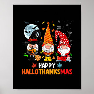 Póster Gnomo Hallothanksmas Halloween Día de Acción de Gr