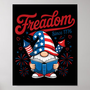 Póster Gnomo Patriótico Americano 1776 Fuegos Artificiale