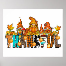 Póster Gnomos Agradecidos Otoño Día de Acción de Gracias