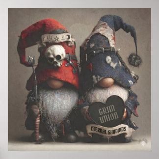 Póster Gnomos de fantasía sombría sosteniendo corazón con