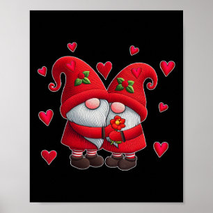 Póster Gnomos de pareja disfraz de corazones para San Val