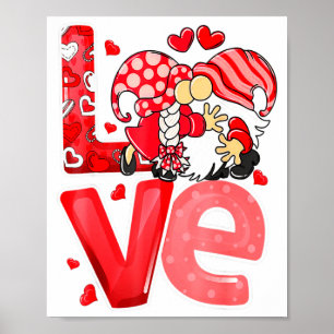 Póster Gnomos de San Valentín sosteniendo Corazones Diver