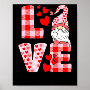 Póster Gnomos del Amor Día de San Valentín Plaid Rojo de