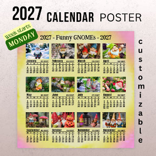 Póster Gnomos Divertidos 2027 Calendario de Fotos Persona