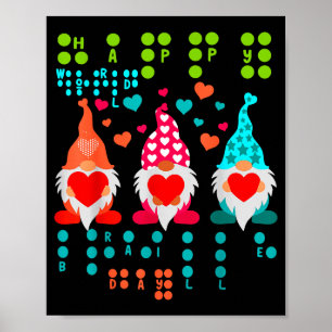 Póster Gnomos Felices De San Valentín En Braille Amor – C
