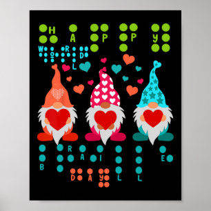 Póster Gnomos Felices De San Valentín En Braille Amor – C
