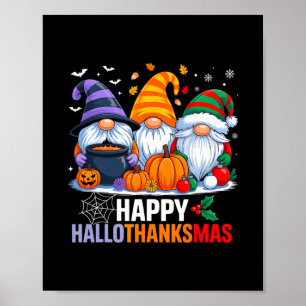 Póster Gnomos Halloween Día de Acción de Gracias Navidad