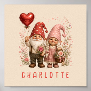 Póster Gnomos personalizados del Día de San Valentín con