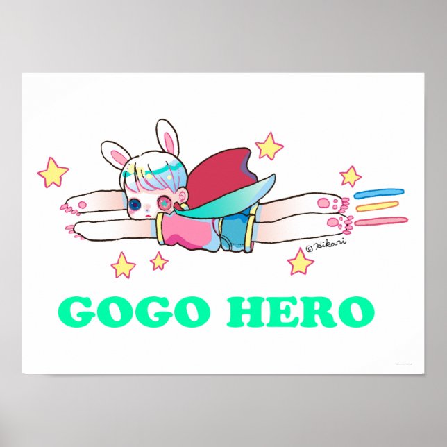 Póster Go Go Hero 16" x 12", papel Poster (mate) (Frente)