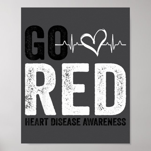 Póster Go Red For Women American Heart Disease Month Awar (Frente)