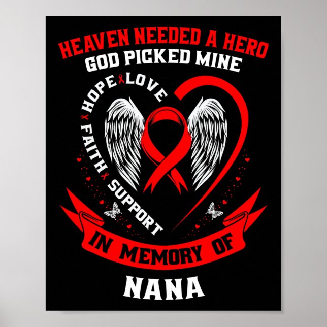 Póster Go Red Heaven Needed A Hero God Picked My Nana Hea (Frente)