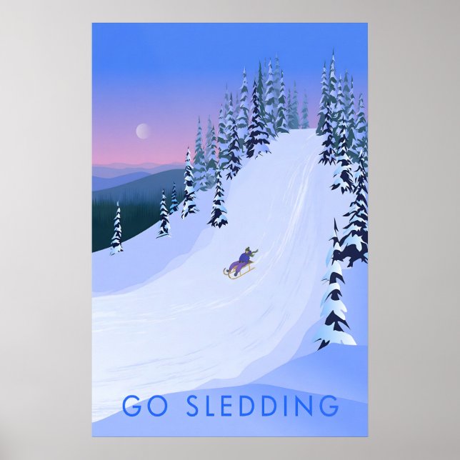 Póster Go Sledding Travel Poster (Frente)