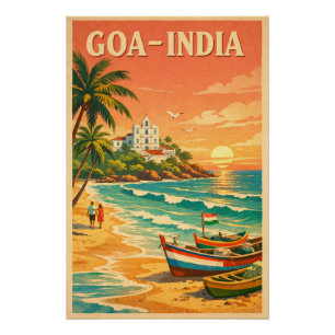 Póster Goa, India, en un clásico viaje retro