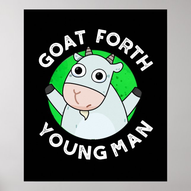 Póster Goat Fort Young Man Gracioso Animal Pun Dark BG (Frente)