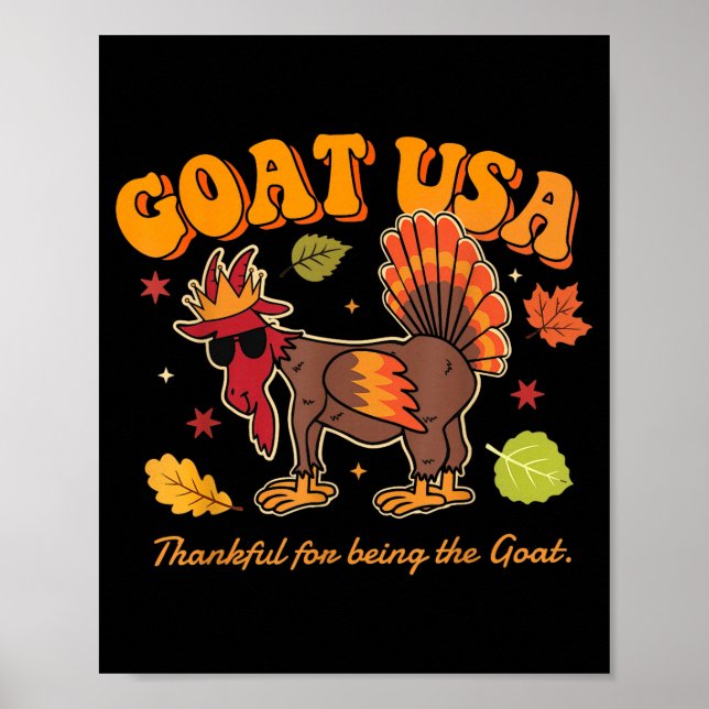 Póster Goat Usa Thankful For Being The Goat Funny Thanksg (Frente)