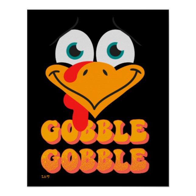 Póster GOBBLE GOBBLE divertido acción de gracias (Anverso)