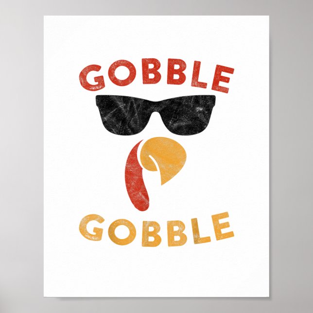Póster Gobble Gobble Turquía Día de Acción de Gracias reg (Frente)