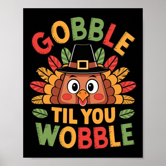 Póster Gobble Hasta Que Toces A Los Niños Pequeños Turcos (Frente)