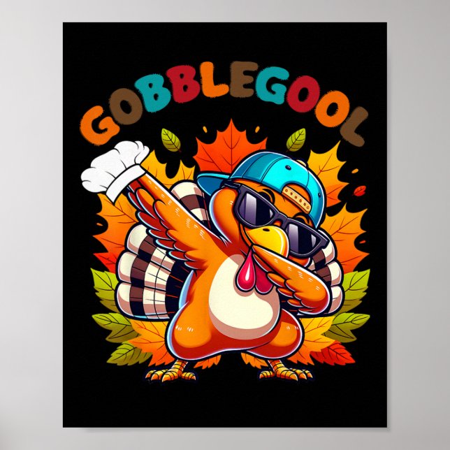 Póster Gobblegool Turkey Thanksgiving Dabbing Dance  (Frente)