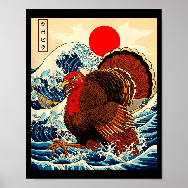 Póster Gobblezilla Turkey Funny Thanksgiving For Men Wome (Frente)